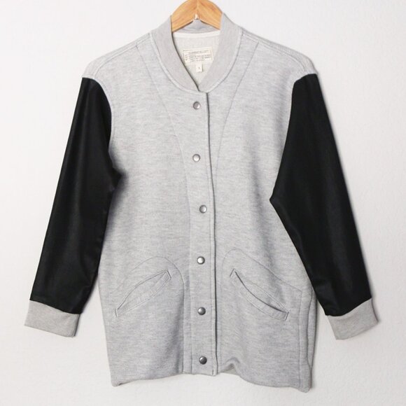 Current Elliott Classic Snap-Front The Classic Varsity Jacket S Wax Sleeves $358 - Picture 5 of 16